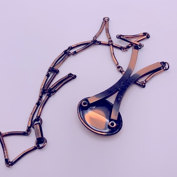 💝 Vintage Solid Copper Modernist Necklace - Picture 3 of 6